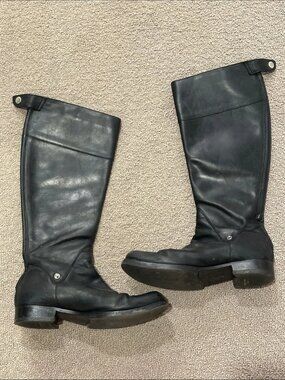 Vintage DSQUARED2 leather asymmetric bias cut button tab equestrian riding boots